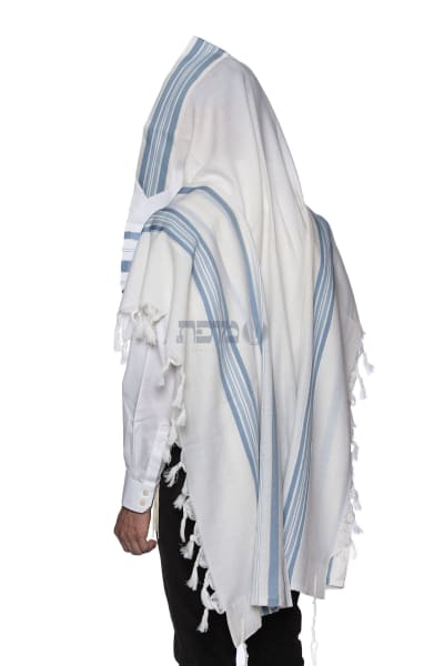 טלית צמר דגם למנצח — תכלת