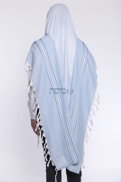 טלית צמר דגם שיר — תכלת