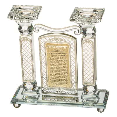 פמוטי קריסטל עם פלקטה הדלקת נרות "עיטורים" 21 ס