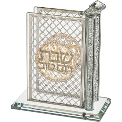 מעמד לגפרורים קריסטל עם פלקטות "עיטורים" 12X12 ס"מ