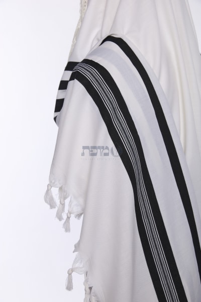 טלית צמר דגם ישתבח — שחור