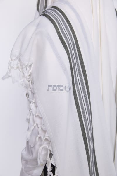 טלית צמר דגם הלל — אפור