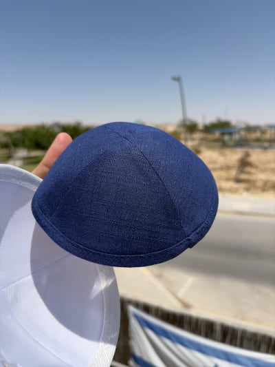 כיפה פשתן כחול נייבי 18 ס"מ - 2000002053927 מבצע