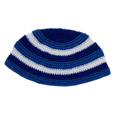 כיפה פריק 24 ס"מ פסים כחול לבן ותכלת