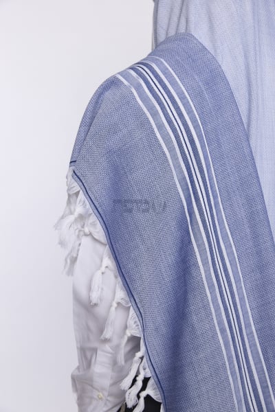 טלית צמר דגם שיר — כחול ג_ינס