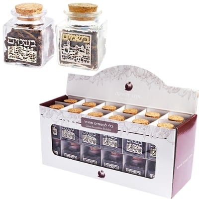 סטנד כלי בשמים זכוכית מעורב 24 יח