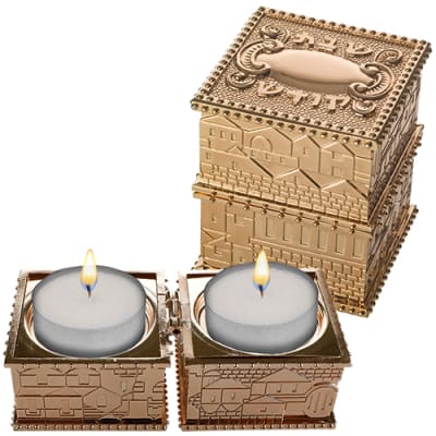 פמוטי נסיעה זהב בקופסא עם מכסה "ירושלים" 4X9 ס"