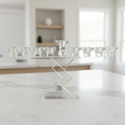 חנוכיה קריסטל “קוביות” רוחב 37 ס”מ H20