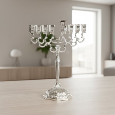 חנוכיה כסף עם ציפוי ולכה