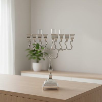 חנוכיית המכבים כסף – רוחב 32.5 ס"מ