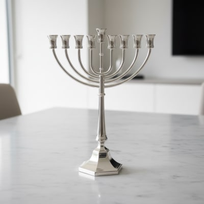 חנוכיה “אור מלכות” ציפוי כסף H47