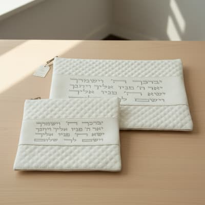סט טלית תפילין דמוי עור יברכך 36X29 ס"מ