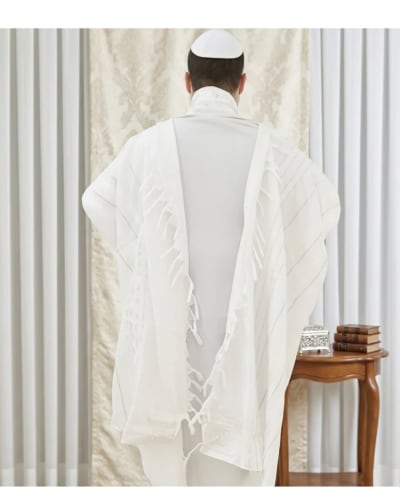 טלית "מופת" חתנים גודל 60 - 185x140 ס"מ פסים כס