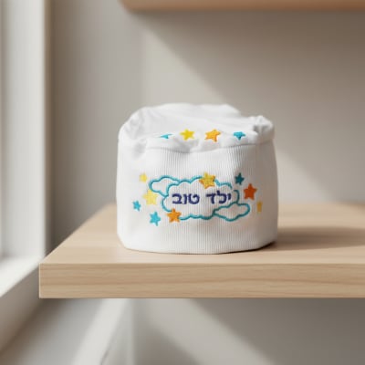 כיפת שינה לבנה 22 ס"מ לילד "ילד טוב"