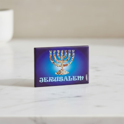 מגנט פח 58 ס"מ מנורה ירושלים אנגלית