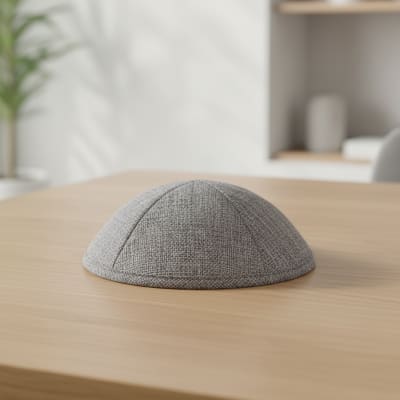 כיפה פשתן אפור כהה 19 ס"מ עם מקום לסיכה