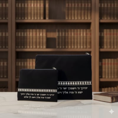 סט טלית תפילין קטיפה עם ריקמה