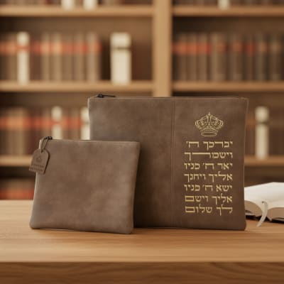 סט טלית תפילין דמוי עור יברכך