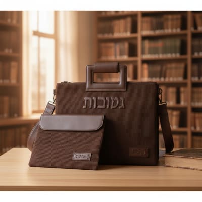 תיק לטלית קורדרוי ודמוי עור עם אותיות בולטות