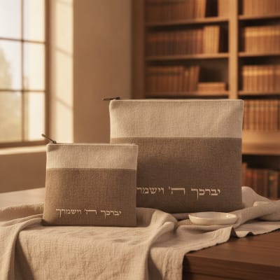 סט טלית תפילין מפשתן אלגנטי