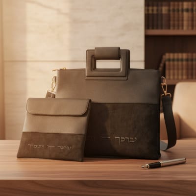 תיק טלית תפילין דמוי עור שחור מהודר