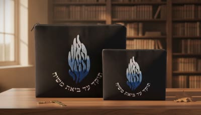 סט טלית תפילין קטיפה עם ריקמה 'האש שלי'