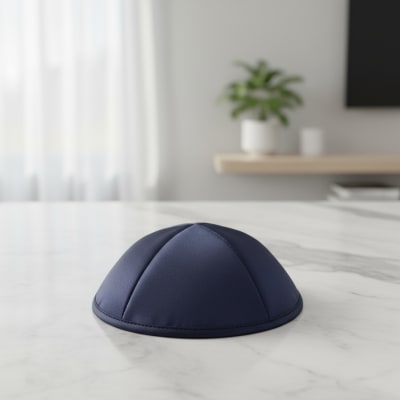 כיפה סטן דלוקס כחול 20 ס"מ עם מקום לסיכה