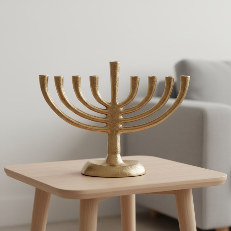 חנוכיית אלומיניום ניסים בציפוי זהב