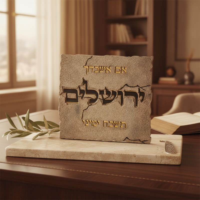 תמונה לתלייה מפולימר "אם אשכחך" 28X30 ס"מ
