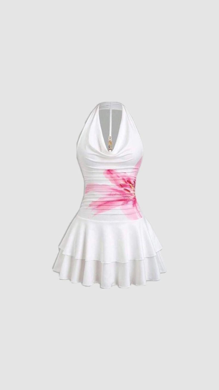 Vestido Branco Curto Floral