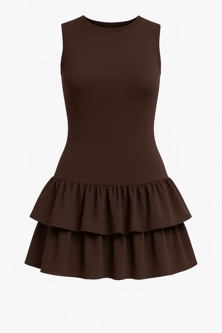 Vestido Marrom Babados