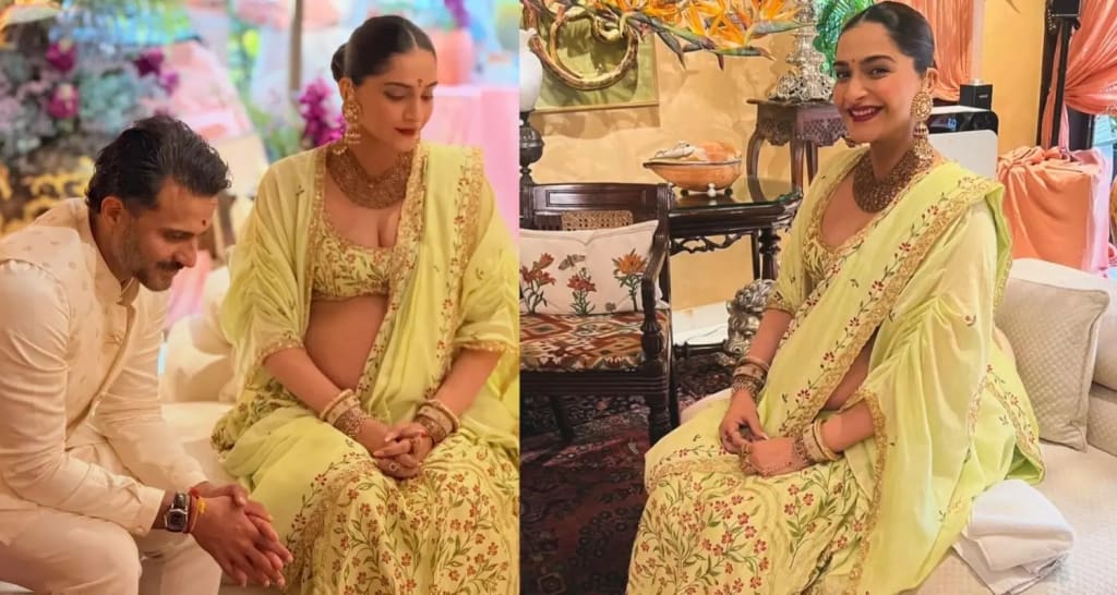 Sonam Kapoor Redefines Maternity Fashion in a Custom Cape Lehenga for Her Baby Shower