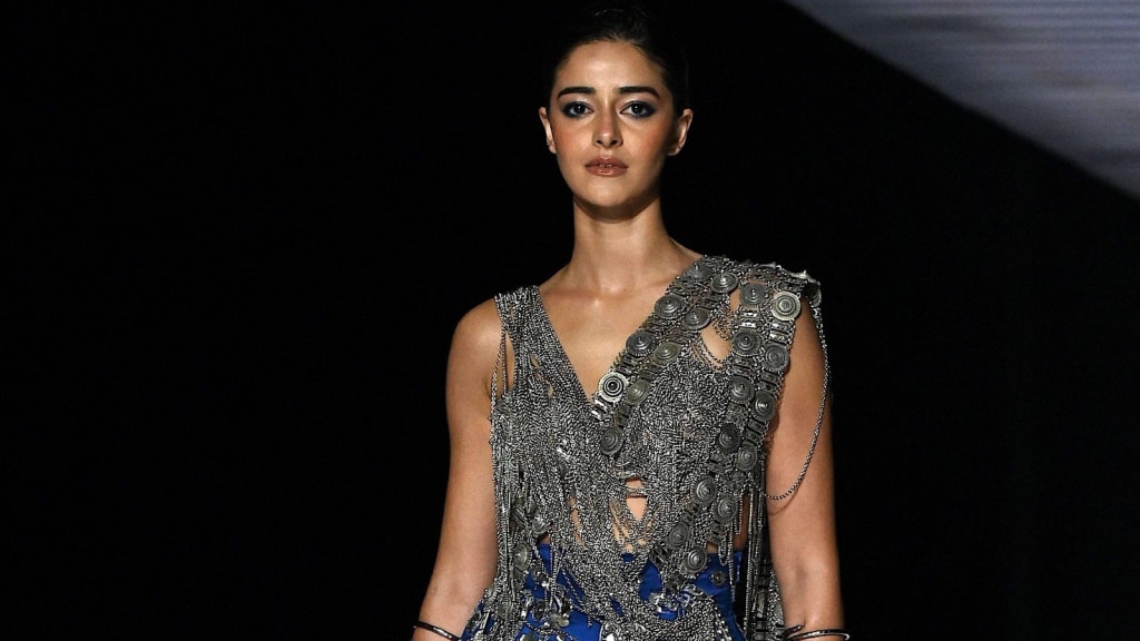 Ananya Panday as Showstopper for AK|OK Anamika Khanna’s ‘Silver Collar’ Collection at Lakme Fashion Week 2025