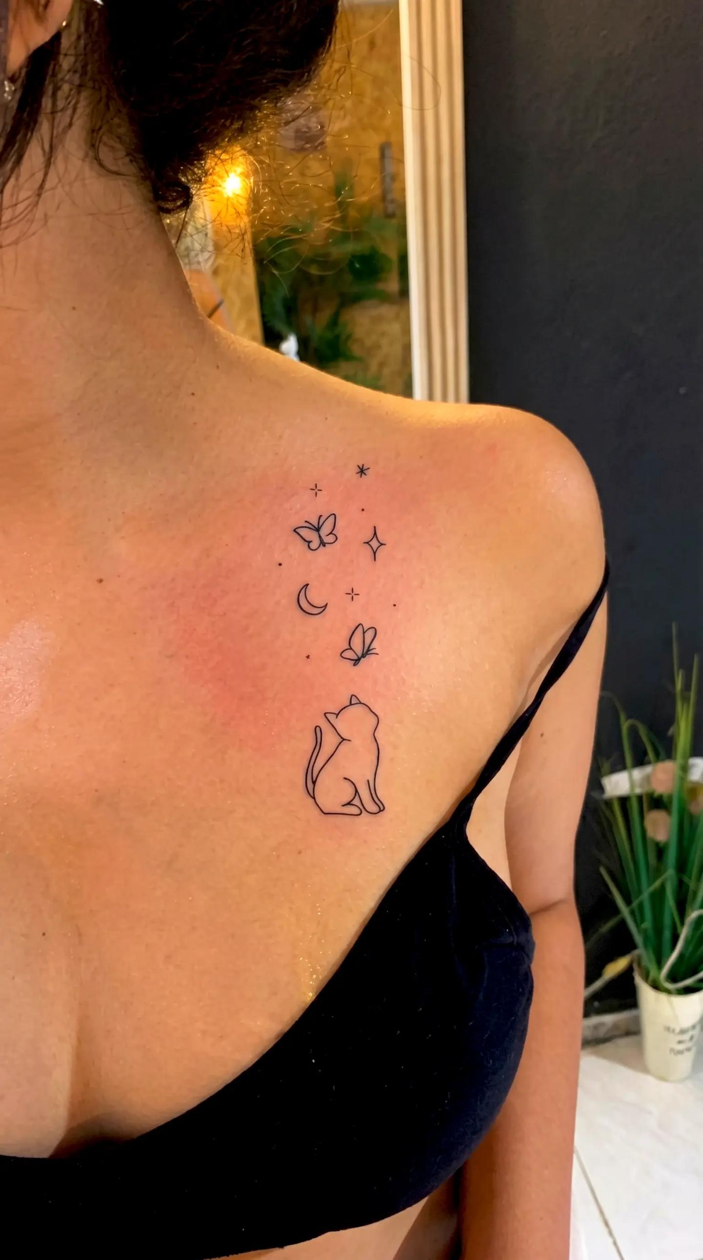 Butterfly with Cat Butterfly Tattoo