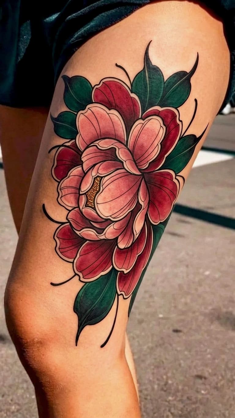 Peony Flower Tattoo Design