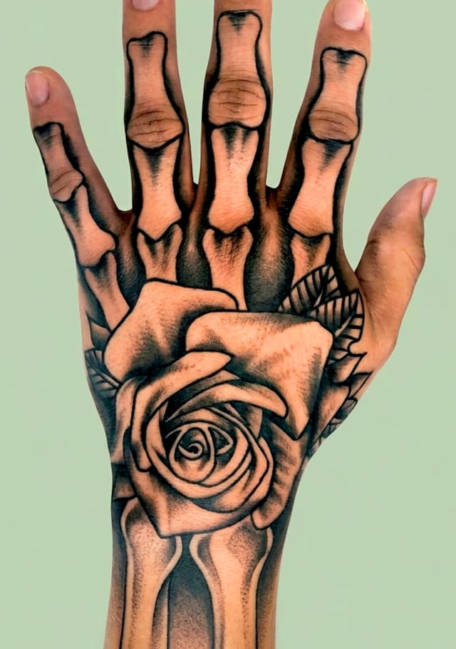 Skeleton hand tattoo