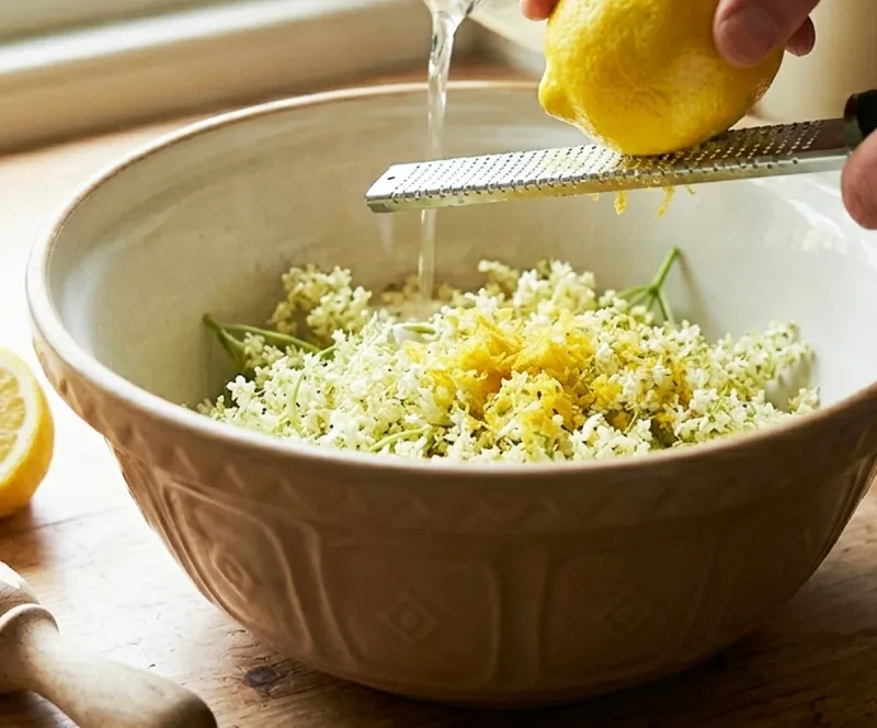 Add lemon and flowers