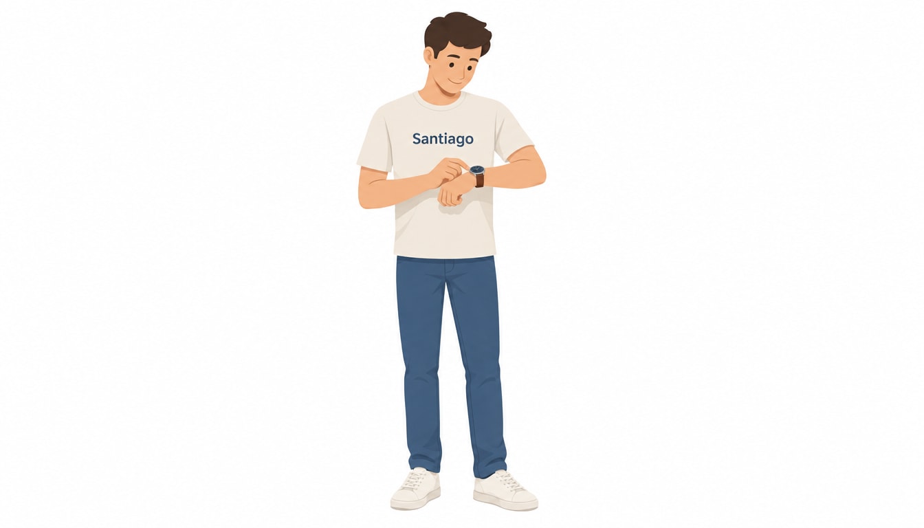 Illustration for: Santiago has a nice watch