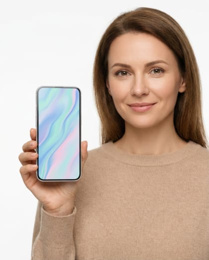Tech Minimaliste Blanc — univers Publicité du photobooth IA Le Studio Pop