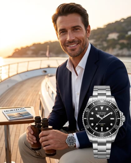 Montre de Luxe sur Yacht — univers Publicité du photobooth IA Le Studio Pop