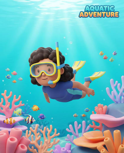 Récif Sous-Marin — univers Conte Animé 3D du photobooth IA Le Studio Pop
