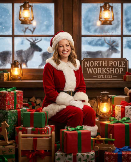 Atelier du Pôle Nord — univers Noël du photobooth IA Le Studio Pop