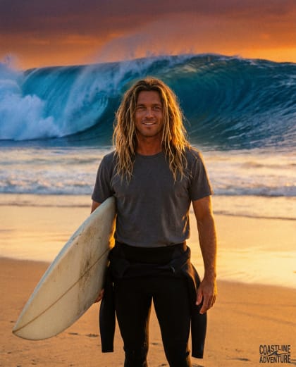 Surf au Coucher — univers Été & Plage du photobooth IA Le Studio Pop