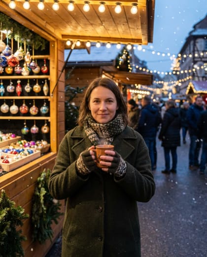 Marché de Noël — univers Noël du photobooth IA Le Studio Pop