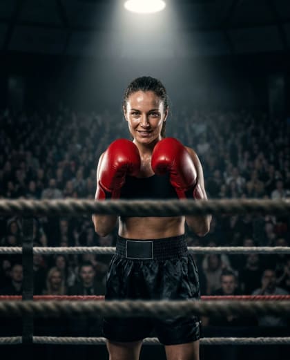 Boxe sous les Projecteurs — univers Sport du photobooth IA Le Studio Pop