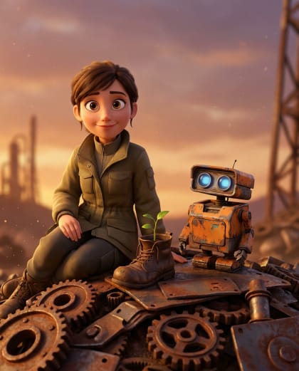 Petit Robot Rouillé — univers Conte Animé 3D du photobooth IA Le Studio Pop