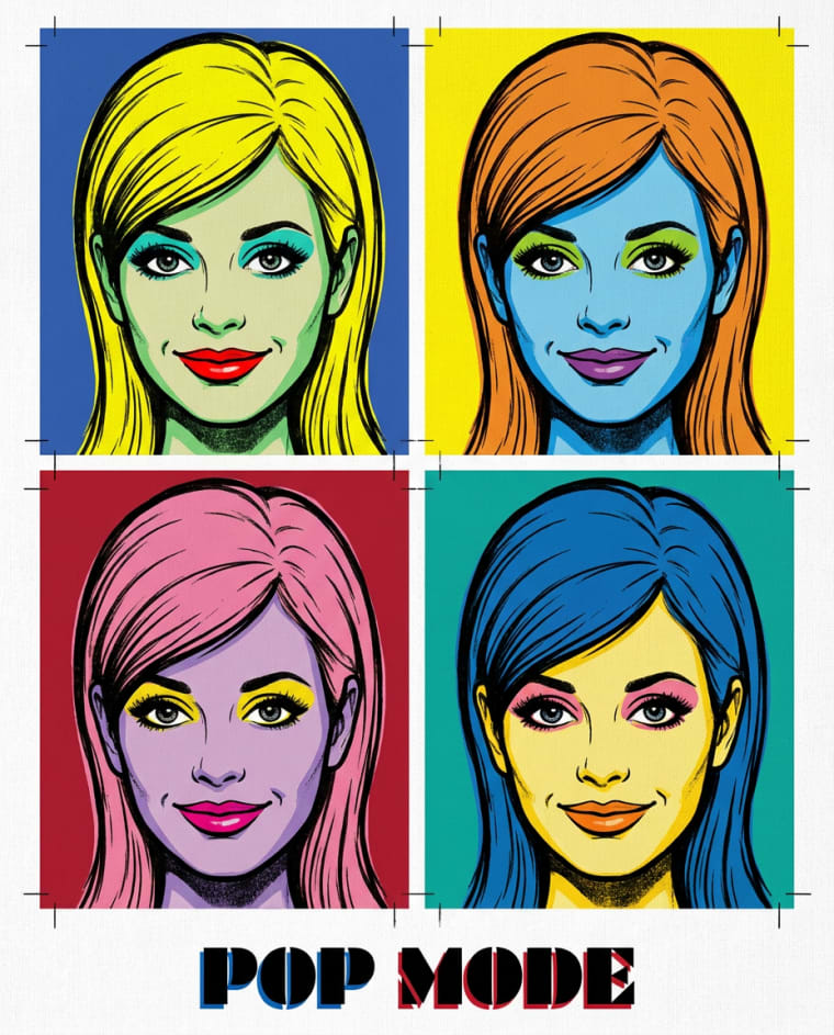 Sérigraphie Pop 60s — univers Pop & Street Art du photobooth IA Le Studio Pop