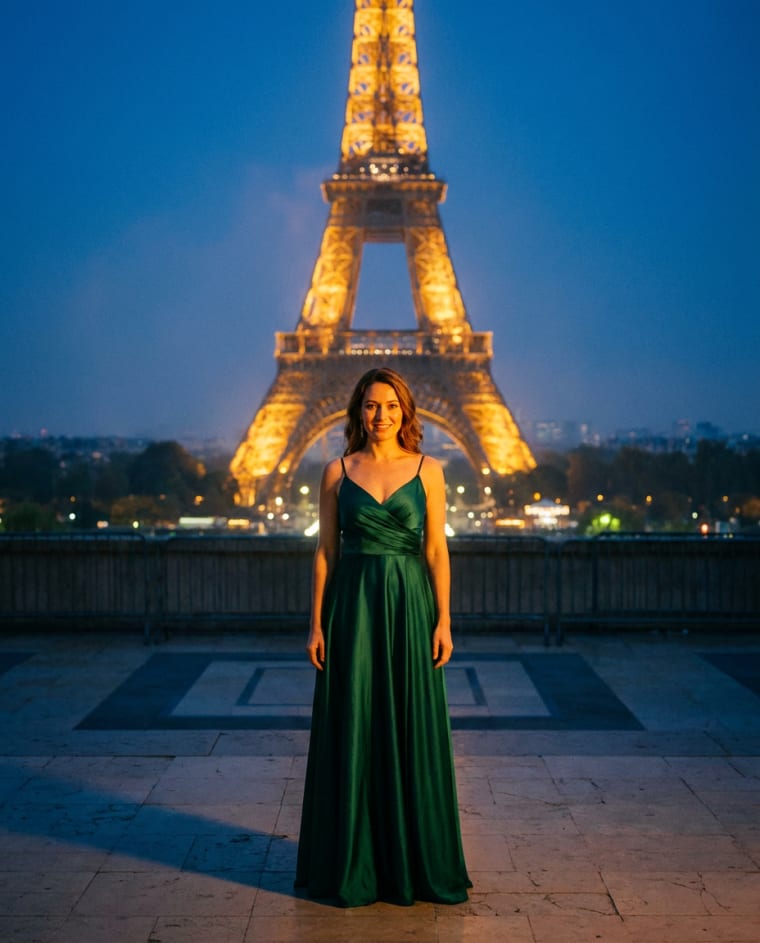 La Tour Eiffel, Grand Soir — univers Paris je t'aime du photobooth IA Le Studio Pop
