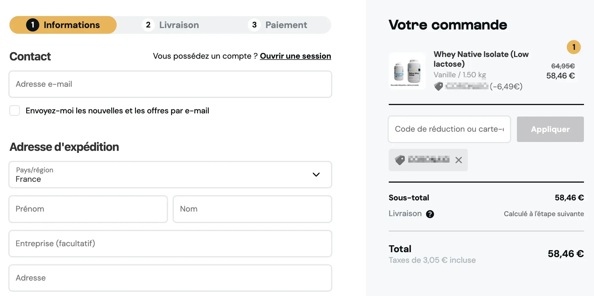 Réduction Nutrimuscle activée