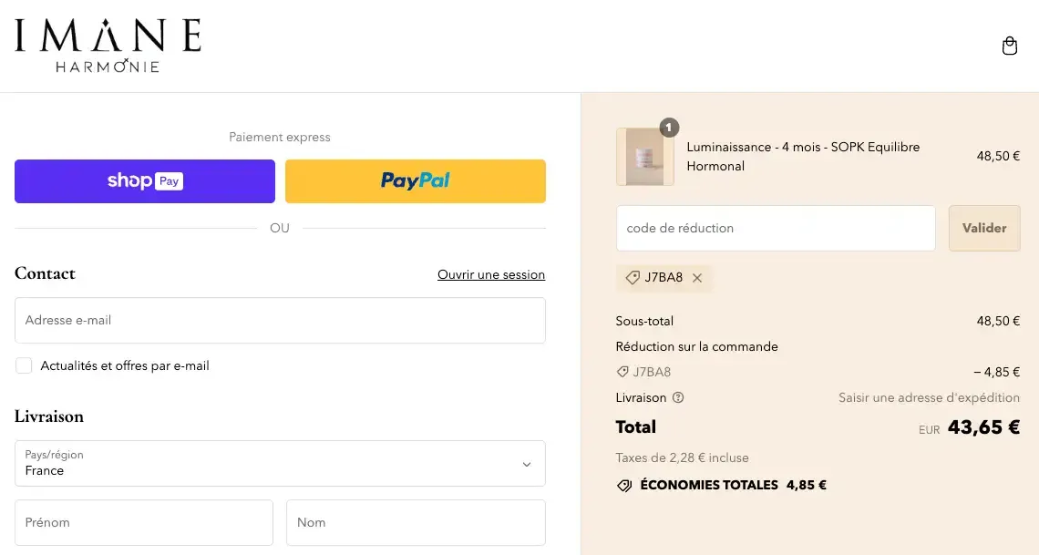 imane harmonie code reduc